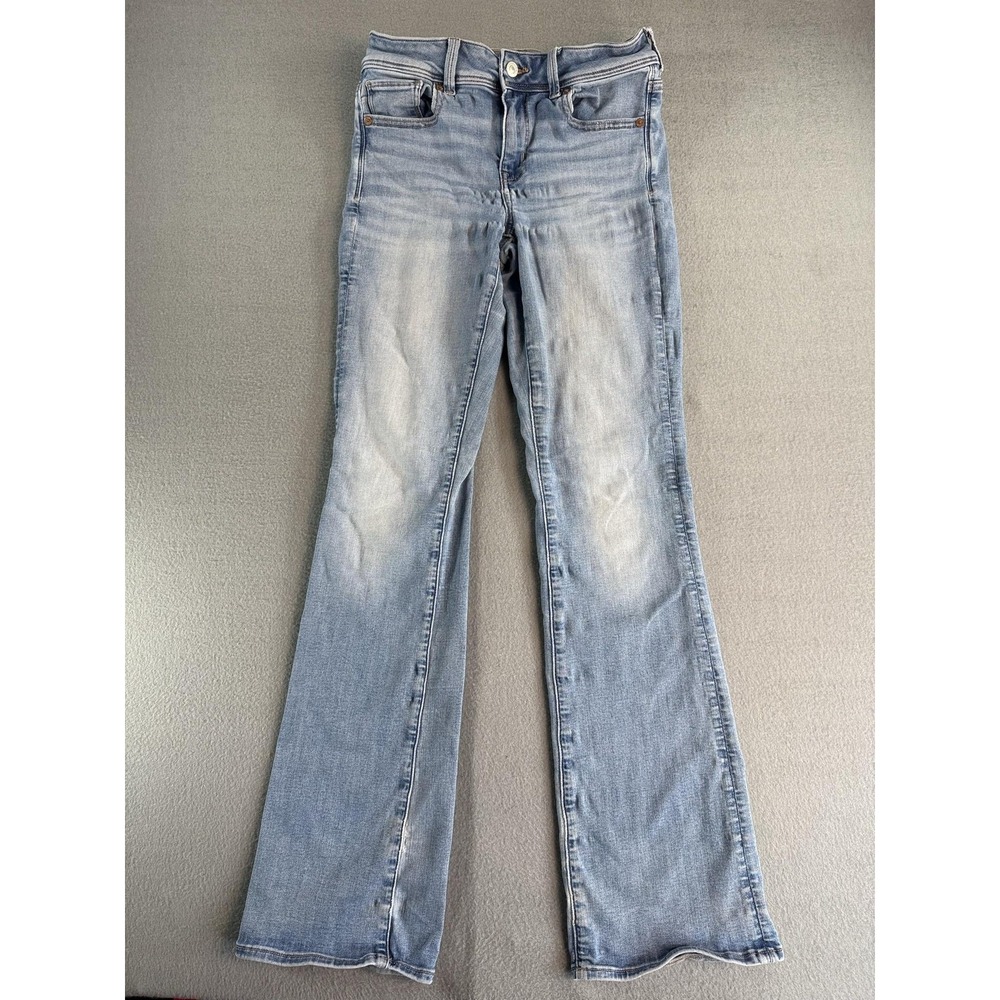 American Eagle Kick Boot Jeans Womens 6 Long Light Wash Blue Bootcut Denim